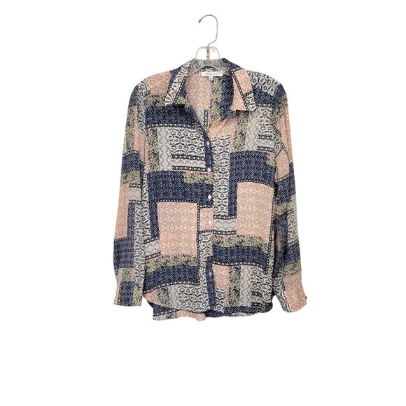 Rose+Olive Tops - Rose+Olive Womens Patchwork Button-Up Shirt M Multicolor